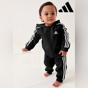 Two Adidas Baby Black Hoodie and Joggers Sets